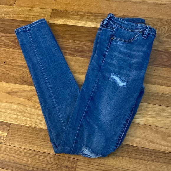 Blank NYC Girls Blue Ripped Skinny Jeans Size 12 - Picture 1 of 10